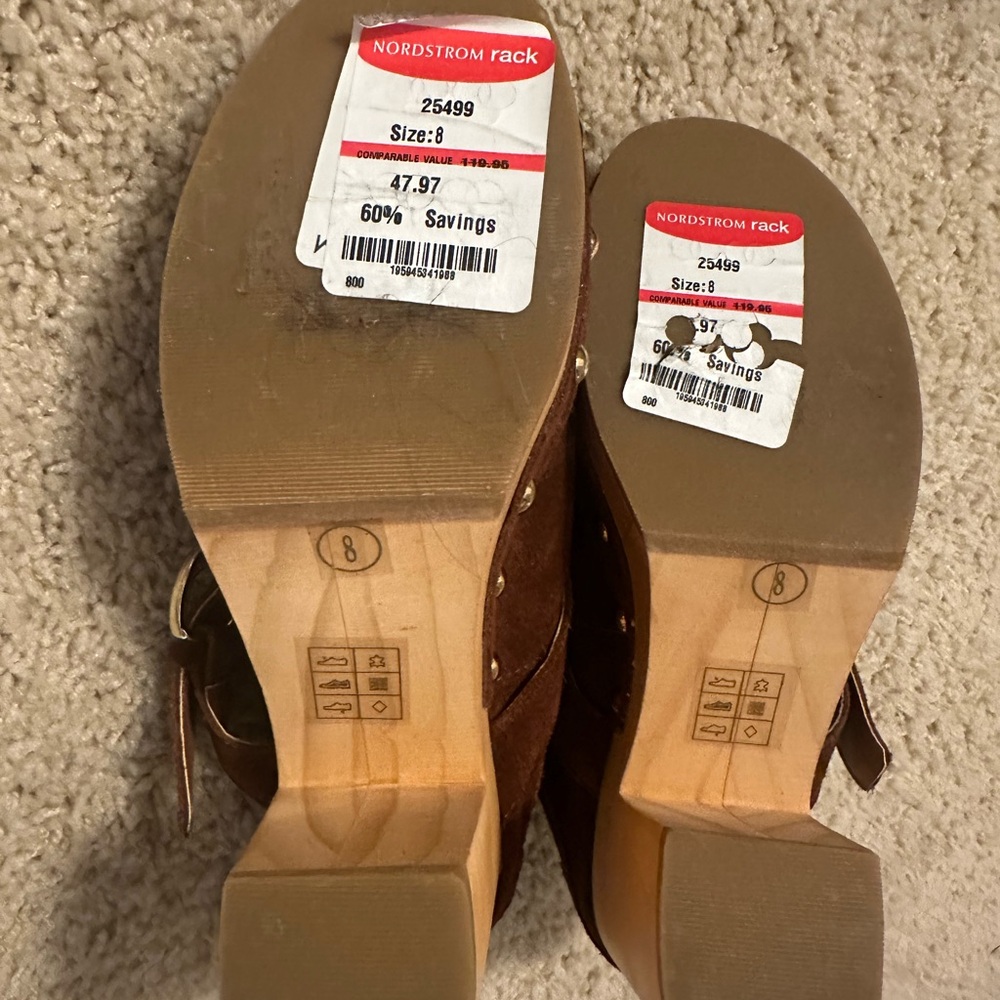 Steve Madden brown suede platform clog shoes 8 - Picture 2 of 6